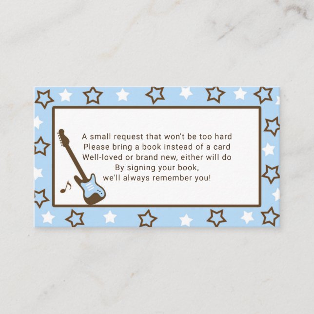 Rockstar Babyparty-Buchantrag - Blau Visitenkarte (Vorderseite)