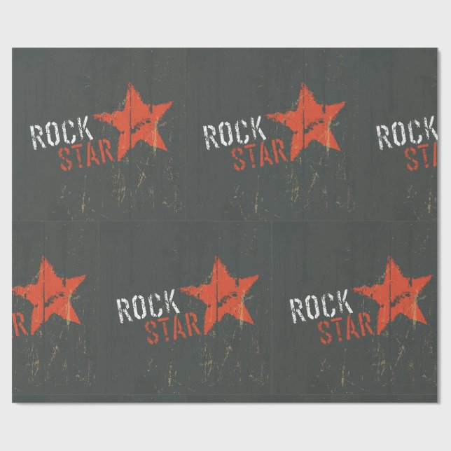 Rockstar Bekümmerter Grunge Roter Stern Geschenkpapier (Flach)