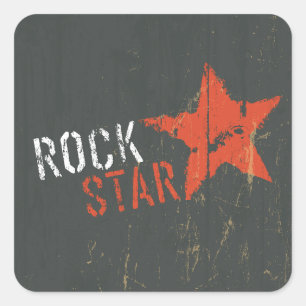 Rockstar Bekümmerter Grunge Roter Stern Quadratischer Aufkleber