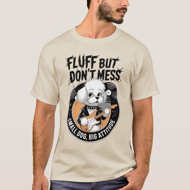 Rockstar Bichon Frise - Fluffy Punk Dog T-Shirt (Vorderseite)