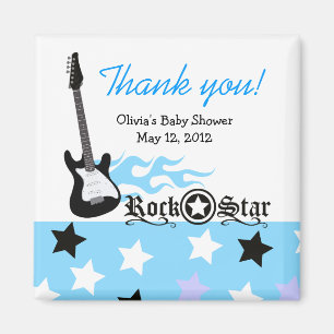 ROCKSTAR blauer Babyparty-Bevorzugungs-Magnet Magnet