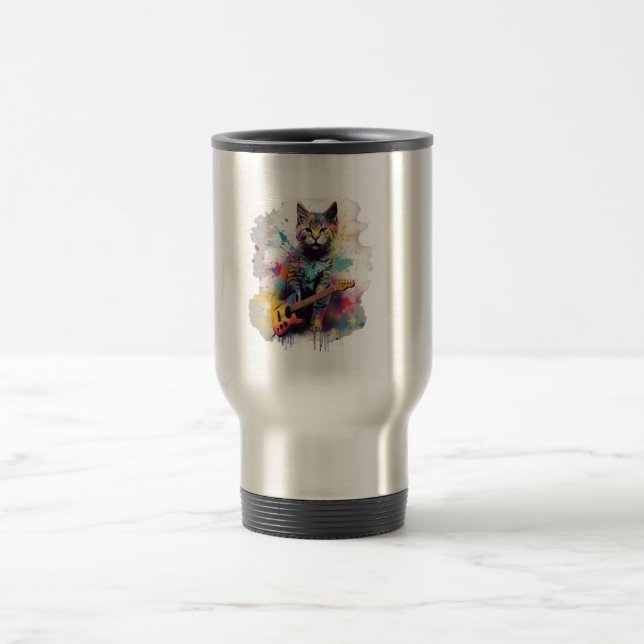 rockstar cat cat lover design  reisebecher (Mittel)
