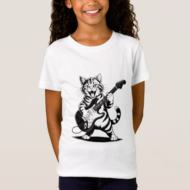Rockstar Cat Guitar Solo – Funny Music Lover Gift T-Shirt (Vorderseite)