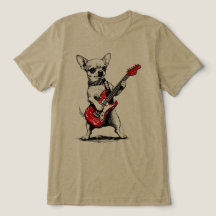 Rockstar-Chihuahua-Hund spielt rote E-Gitarre