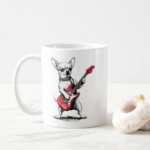 Rockstar Chihuahua Rote E-Gitarre Spieler Kaffeetasse