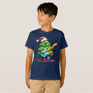 Rockstar Christmas Tree - Pixel Art Bass Guitar T-Shirt