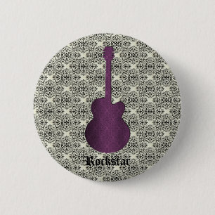 Rockstar-Damask-Gitarrenknopf, Lila Button