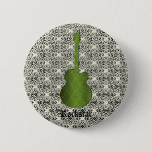 Rockstar Damask Gitarrenschaltfläche, Olive Green Button
