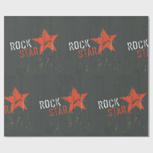 Rockstar Distressed Grunge Roter Stern Geschenkpapier
