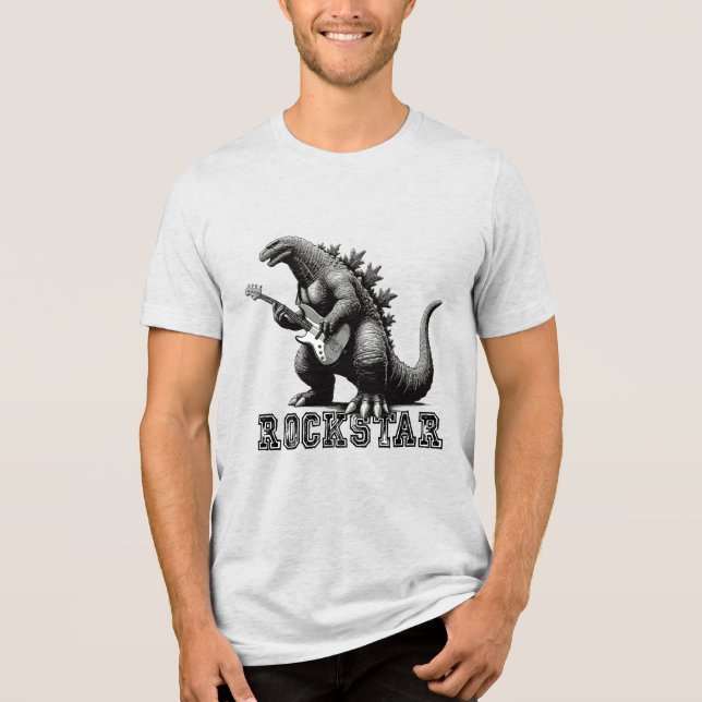Rockstar Dragon Dinosaurier Tri-Blend Shirt (Vorderseite)