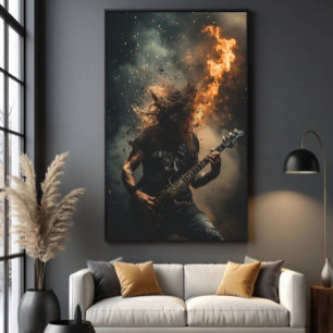 Rockstar Flammen Leinwanddruck