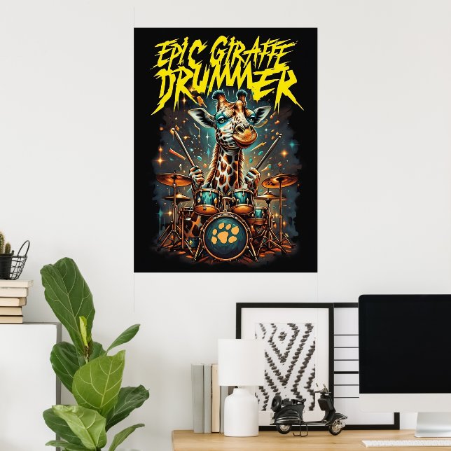 Rockstar Giraffe Poster - Dekorationsgeschenk für  (Heimbüro)