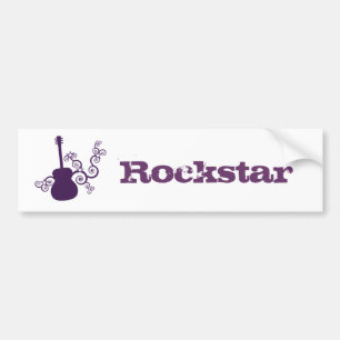 Rockstar Gitarre Autoaufkleber, Lila Autoaufkleber
