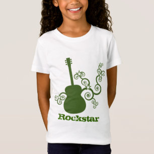 Rockstar Guitar Girl's T - Shirt, Green T-Shirt