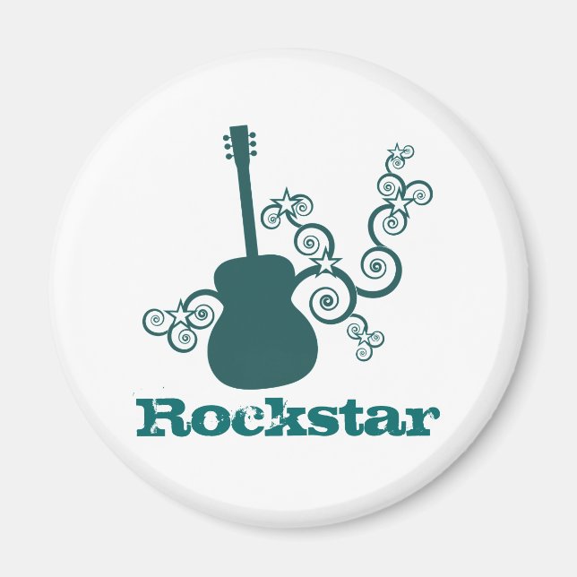 Rockstar Guitar Magnet, Dunkel Aquamarin Magnet (Vorne)