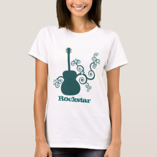 Rockstar Guitar Woman's Shirt, Dunkel Aquamarin T-Shirt