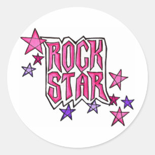 RockStar in PInk Runder Aufkleber
