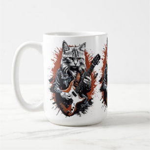 Rockstar-Kat zerfetzt Gitarre Kaffeetasse