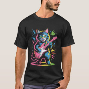 Rockstar-Katze spielt elektrische Gitarre Roll Män T-Shirt