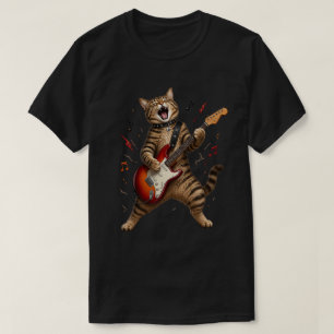 Rockstar-Katze spielt elektrische Gitarre T-Shirt