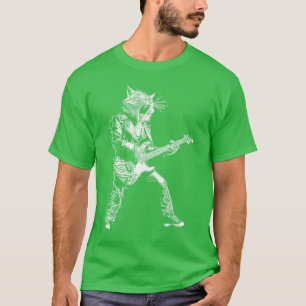 Rockstar-Katze spielt Gitarre Rock and Roll ROCK M T-Shirt