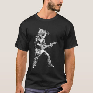 Rockstar-Katze spielt Gitarre Rock and Roll ROCK M T-Shirt