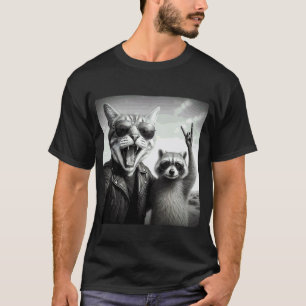 Rockstar-Katzen-Selfie-Waschbär-Rock-Musik-Geschen T-Shirt