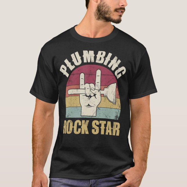 Rockstar, lustiger Klempner, Toilettenkolben h T-Shirt (Vorderseite)