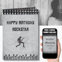 Rockstar mit Sternen besetzte Gitarre Thema Happy