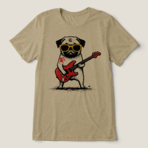 Rockstar-Mops-Hund spielt elektrische Gitarre Tri-Blend Shirt
