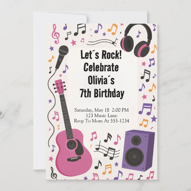 Rockstar Music birthday  Einladung (Vorderseite)