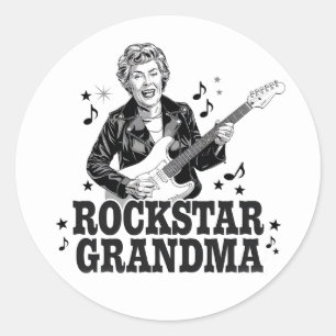 Rockstar-Oma – Lustiges und Retro-Musik-Design Runder Aufkleber