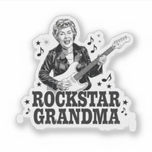 Rockstar Oma - Spaß und Retro Music Design Aufkleber
