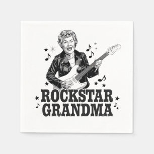 Rockstar Oma - Spaß und Retro Music Design Serviette