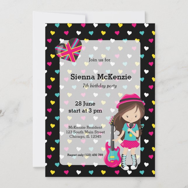 Rockstar-Party Einladung (Vorderseite)