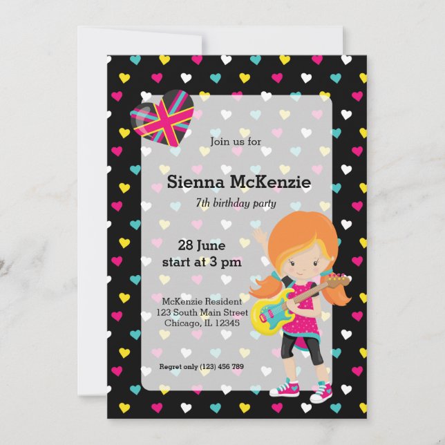 Rockstar-Party Einladung (Vorderseite)