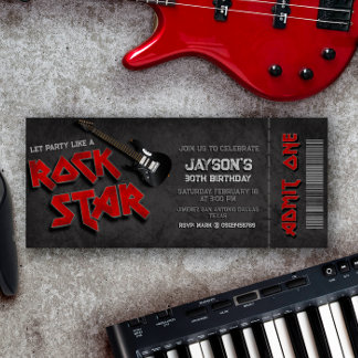 Rockstar - Rock and Roll Ticket Einladung