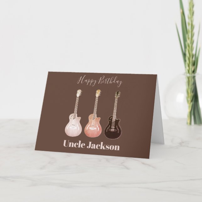 Rockstar Rustic Acoustic Guitars Personalize Onkel Karte (Vorderseite)