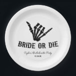 Rockstar Skeleton Junggeselinnen-Abschied überbrüc Pappteller<br><div class="desc">Dies ist eine Bridge oder Die Rockstar Gothic Spooky Skeleton Junggeselinnen-Abschied Paper Teller!</div>