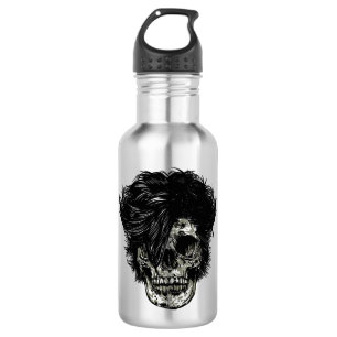 Rockstar-Totenkopf mit wildem Haar Edelstahlflasche