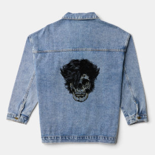 Rockstar-Totenkopf mit wildem Haar Jeansjacke