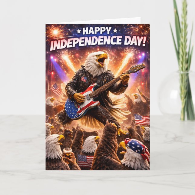 Rockstar-Weißkopfseeadler freut sich über glücklic Karte (Vorderseite)