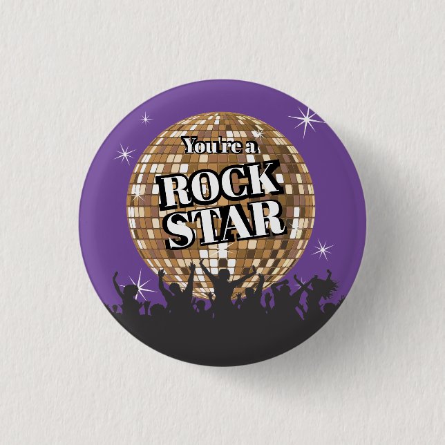 Rockstardiscoballangestellt-Ansehen-Preisknopf Button (Vorderseite)
