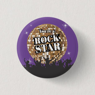 Rockstardiscoballangestellt-Ansehen-Preisknopf Button