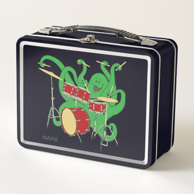 Rocktopus Drummer Metall Brotdose (Vorderseite)