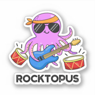 Rocktopus Funny Rock Band Octopus Pub Aufkleber