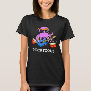 Rocktopus Funny Rock Band Octopus Puck Dark BG T-Shirt