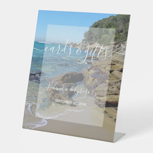 Rocky Beach Hochzeitskarten & Geschenke Sockelschild (Vorderseite)