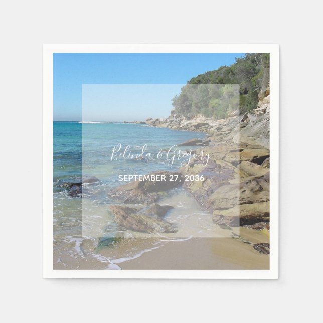 Rocky Beach Wedding Serviette (Vorderseite)