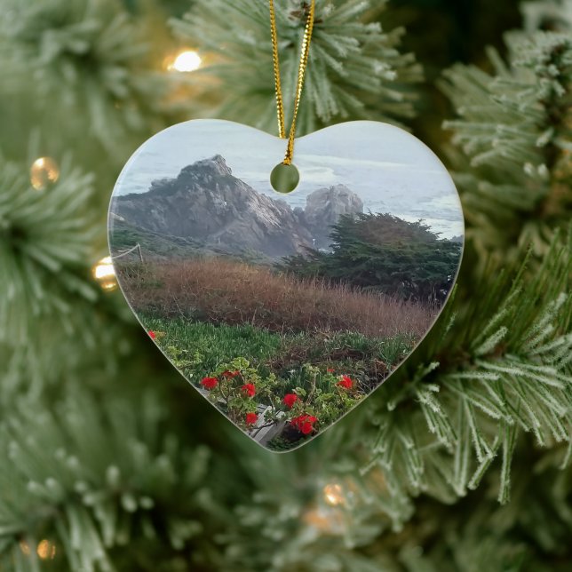 Rocky California Coast Rocky Point Heart Keramik Ornament (Baum)